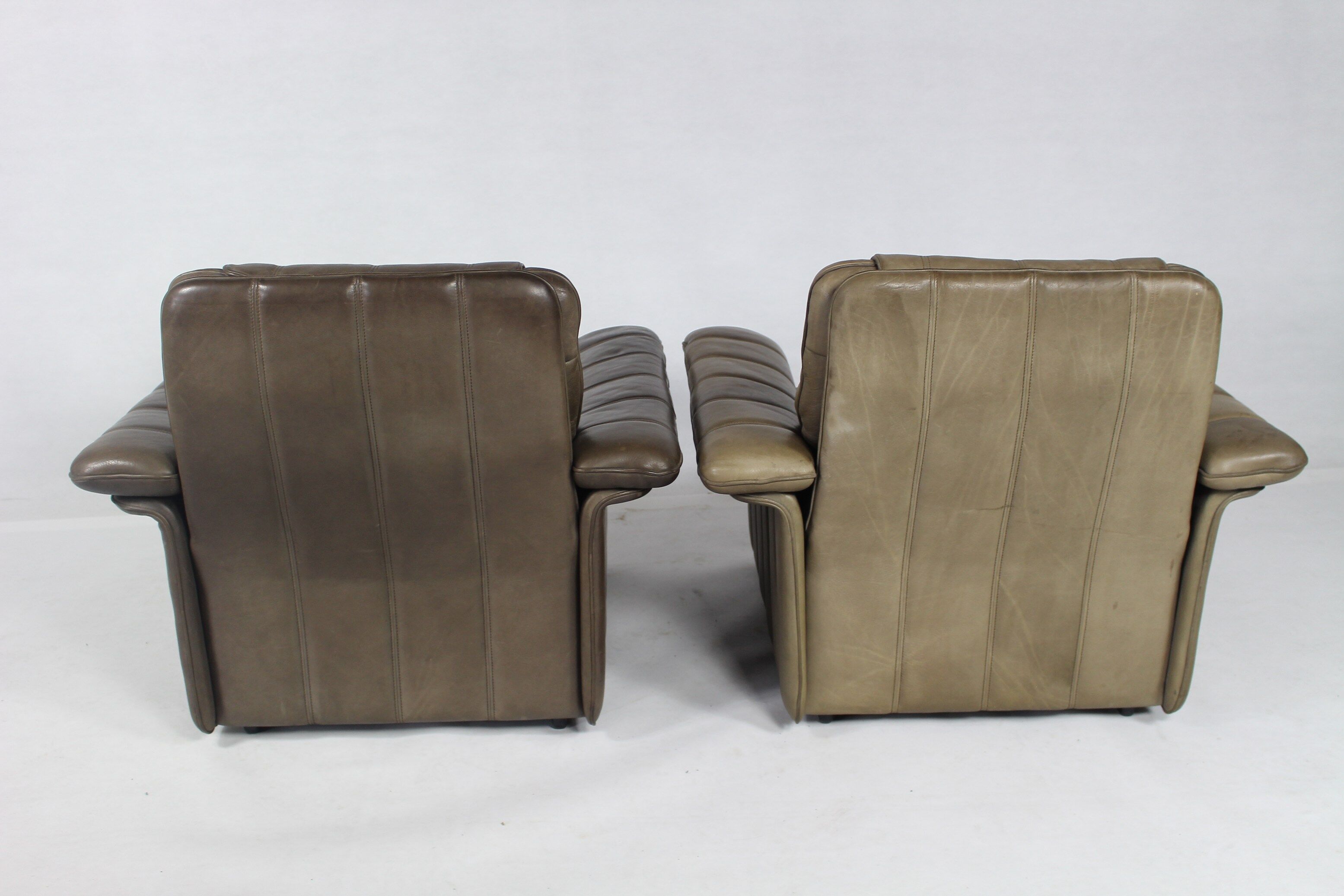 Pair of buffalo leather lounge chair 1970's