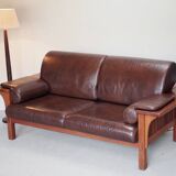 Wood and leather sofa