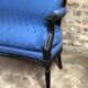 Louis XVI style bench in black wood and blue fabric
