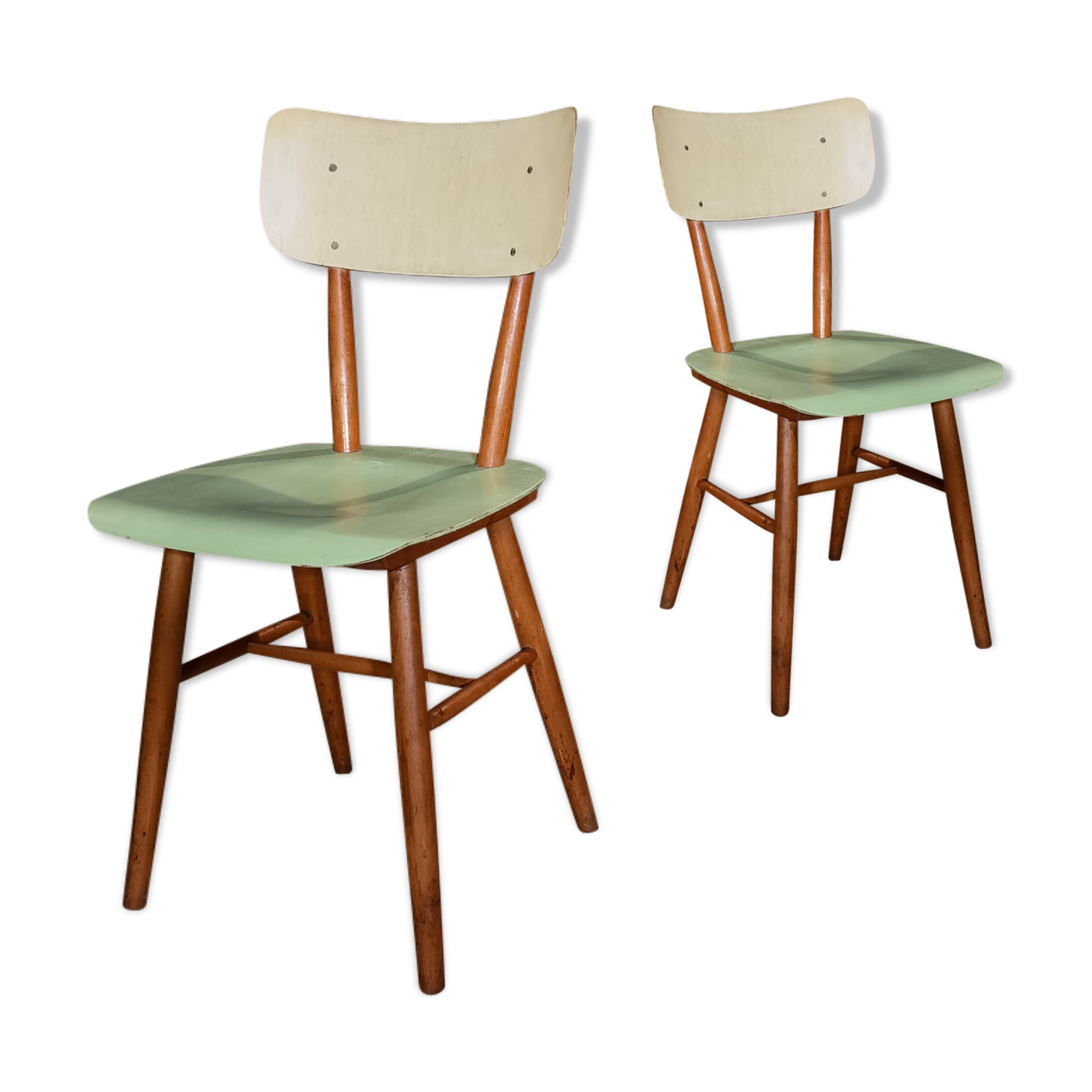 Pair of chairs Ton 1960 green/white