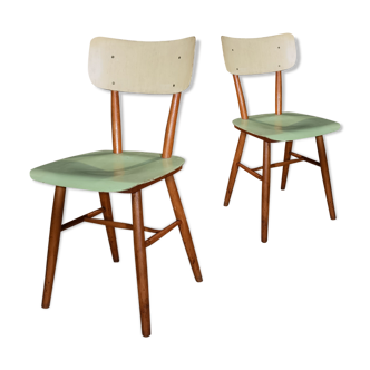 Pair of chairs Ton 1960 green/white