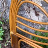 Rattan and leather headboard 140cm vintage 1970