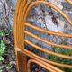 Rattan and leather headboard 140cm vintage 1970