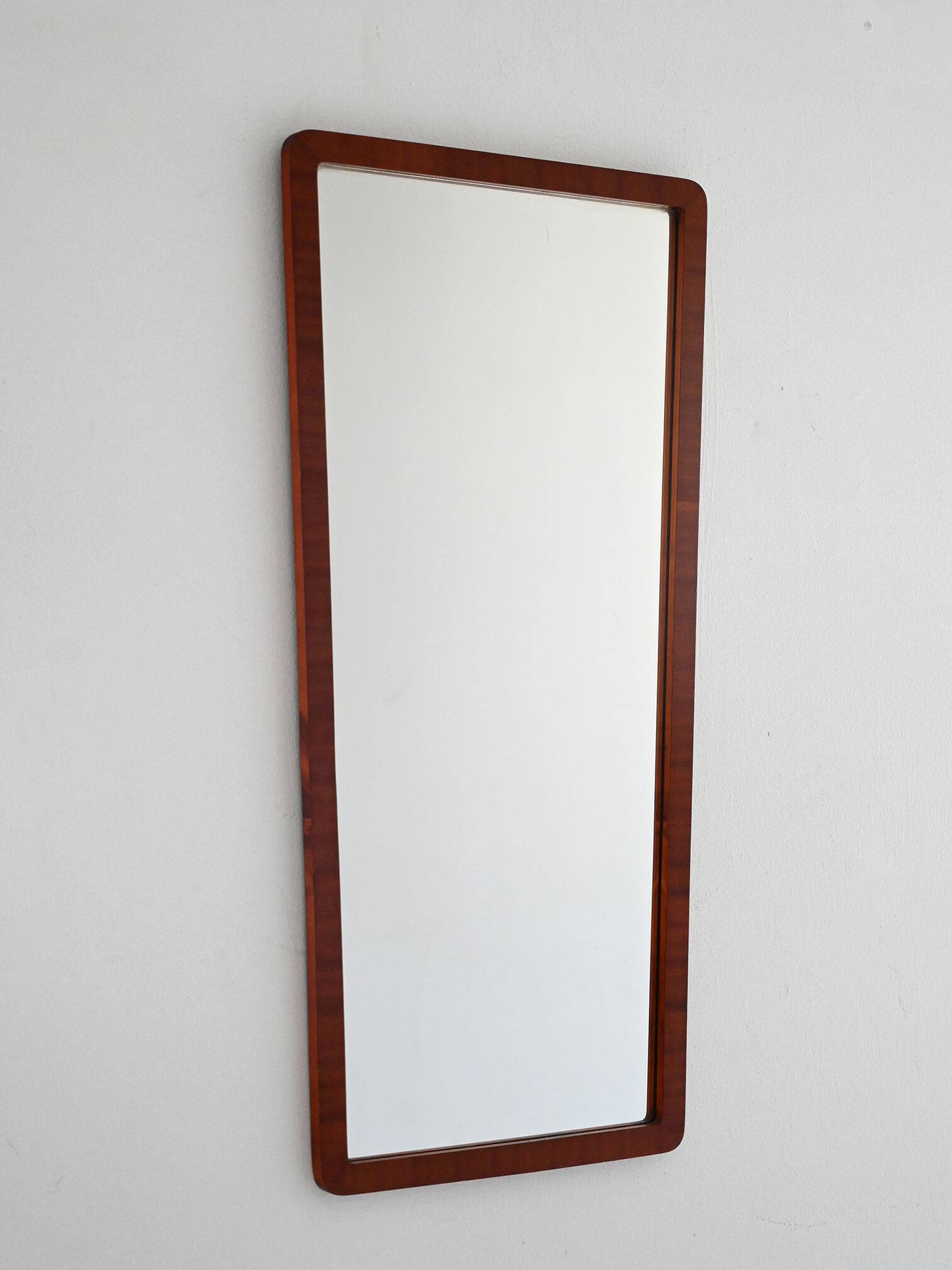 1940s Scandinavian Art Deco Mirror in Lacquered Mahogany