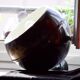 Art Deco Vintage brown and white enamelled suspension duo