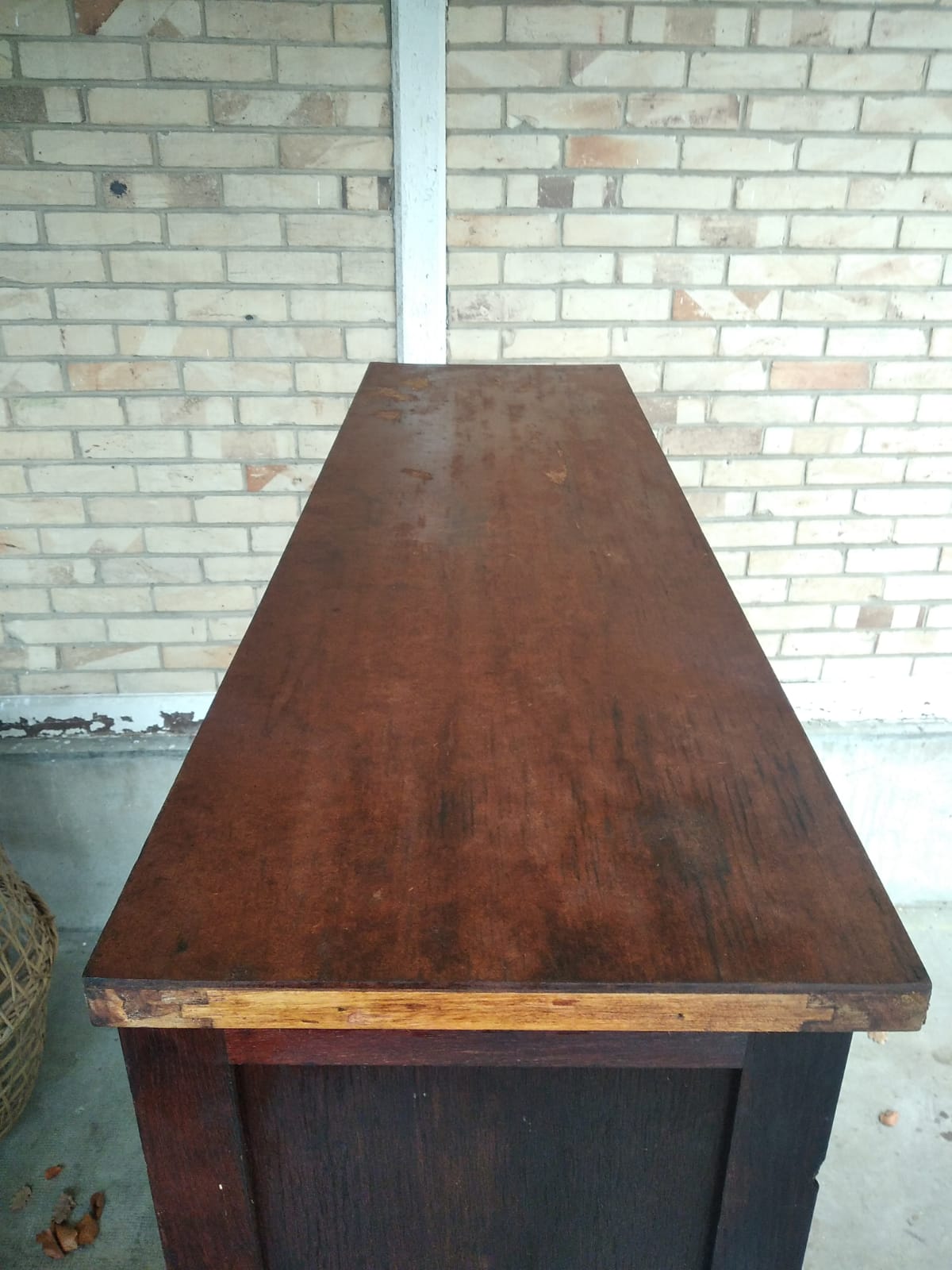 Vintage triple curtained filing cabinet, old 1930