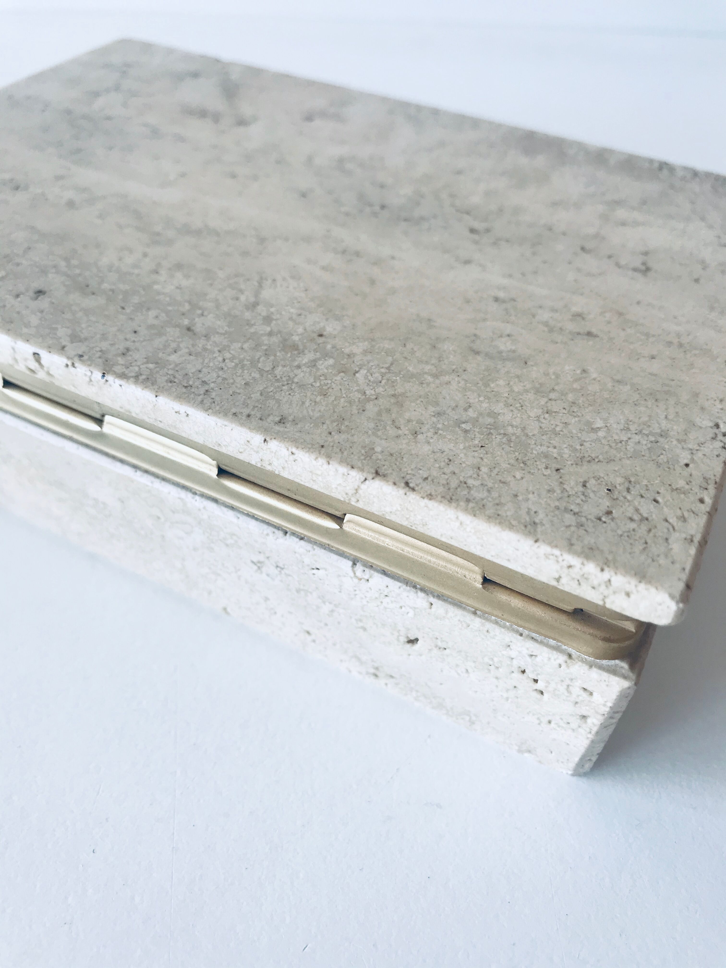 Travertine and brass box