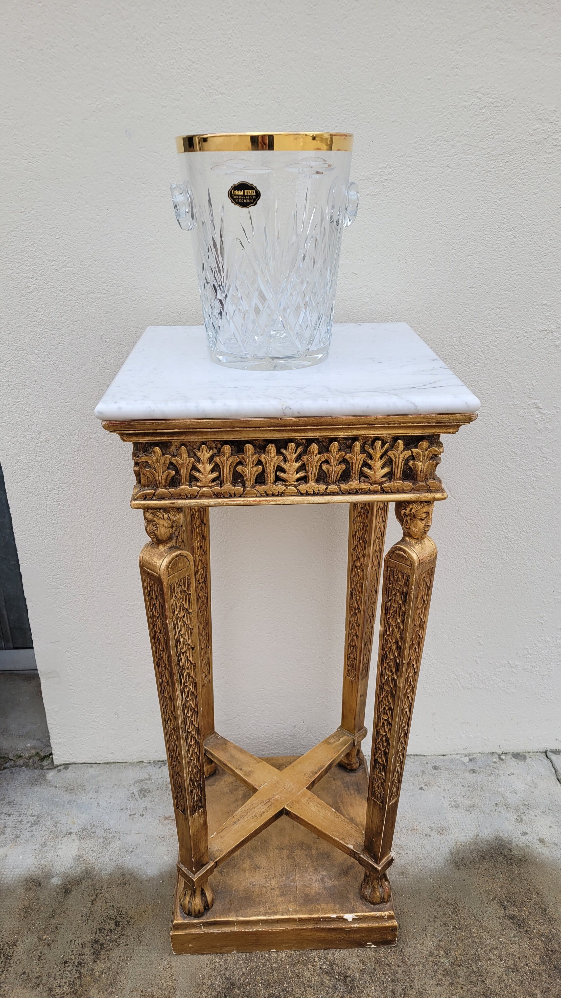 Champagne crystal bucket signed etzel Lorraine