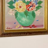 Peinture à l'huile sur panneau suédoise du milieu du siècle "Nature morte" par Gustav Adolf Lysholm - Vintage et encadrée