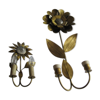 Brass sunflower sconces