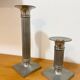 Pair of vintage candlesticks / torches in solid pewter – Guy Degrenne