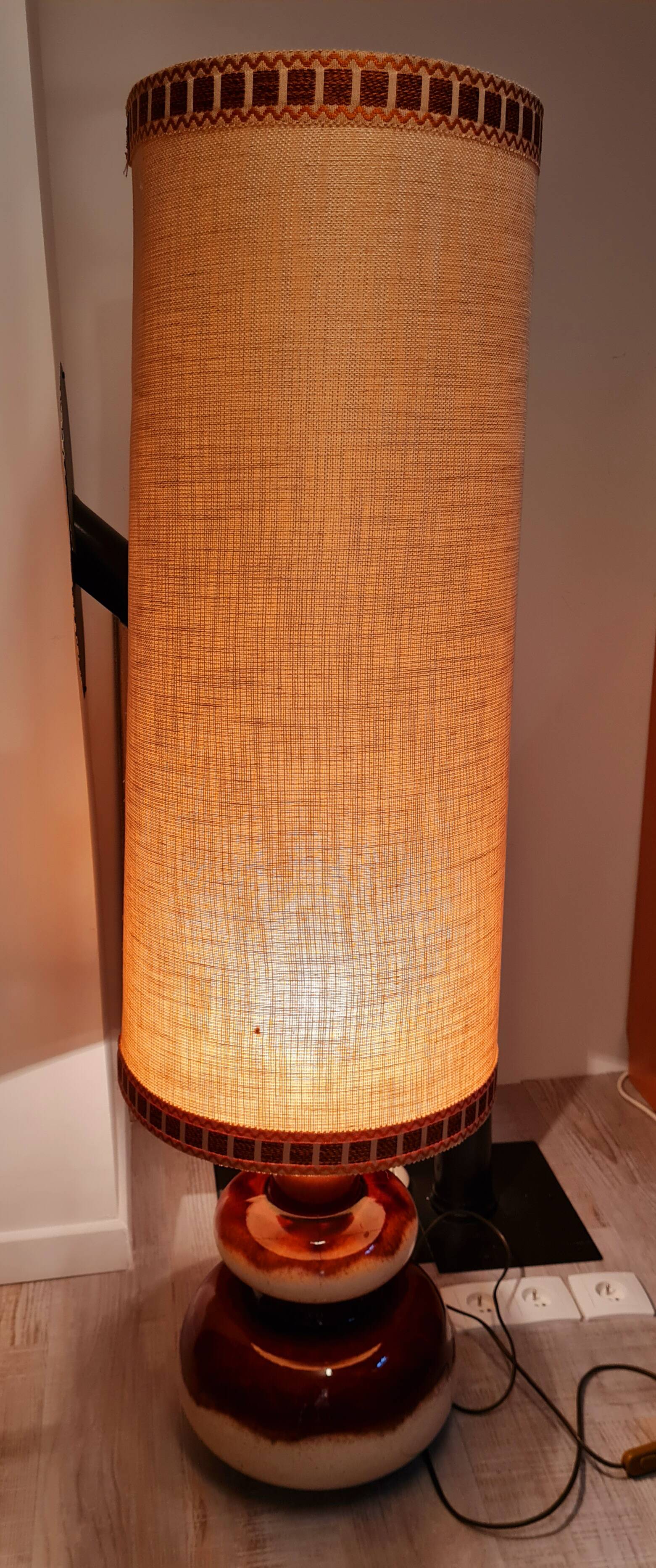 Vintage ceramic floor lamp with its lampshade