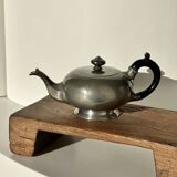 Small teapot, pewter coffee pot flattened oval shape