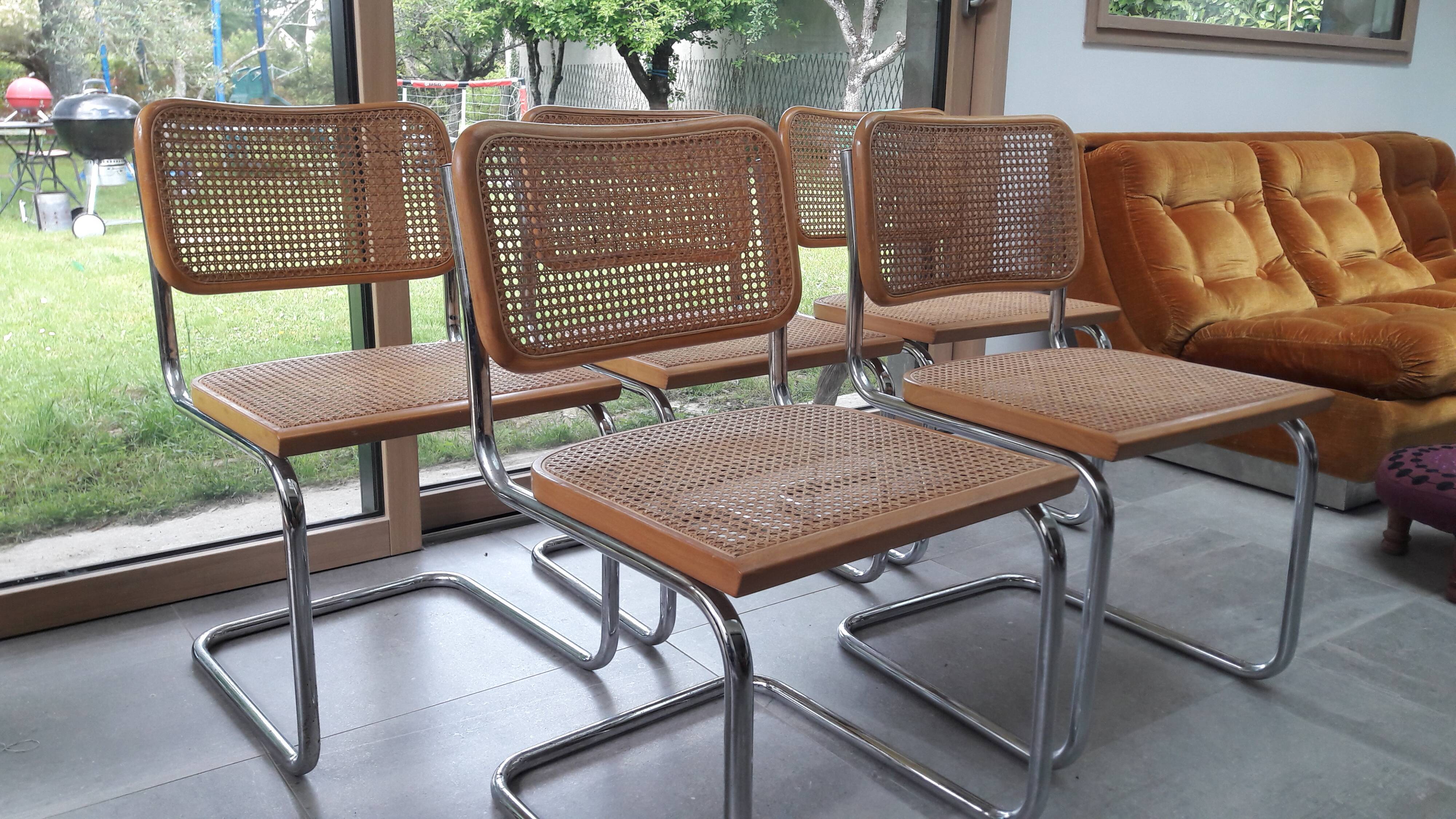 Set of 5 B32 Marcel Breuer cesca chairs