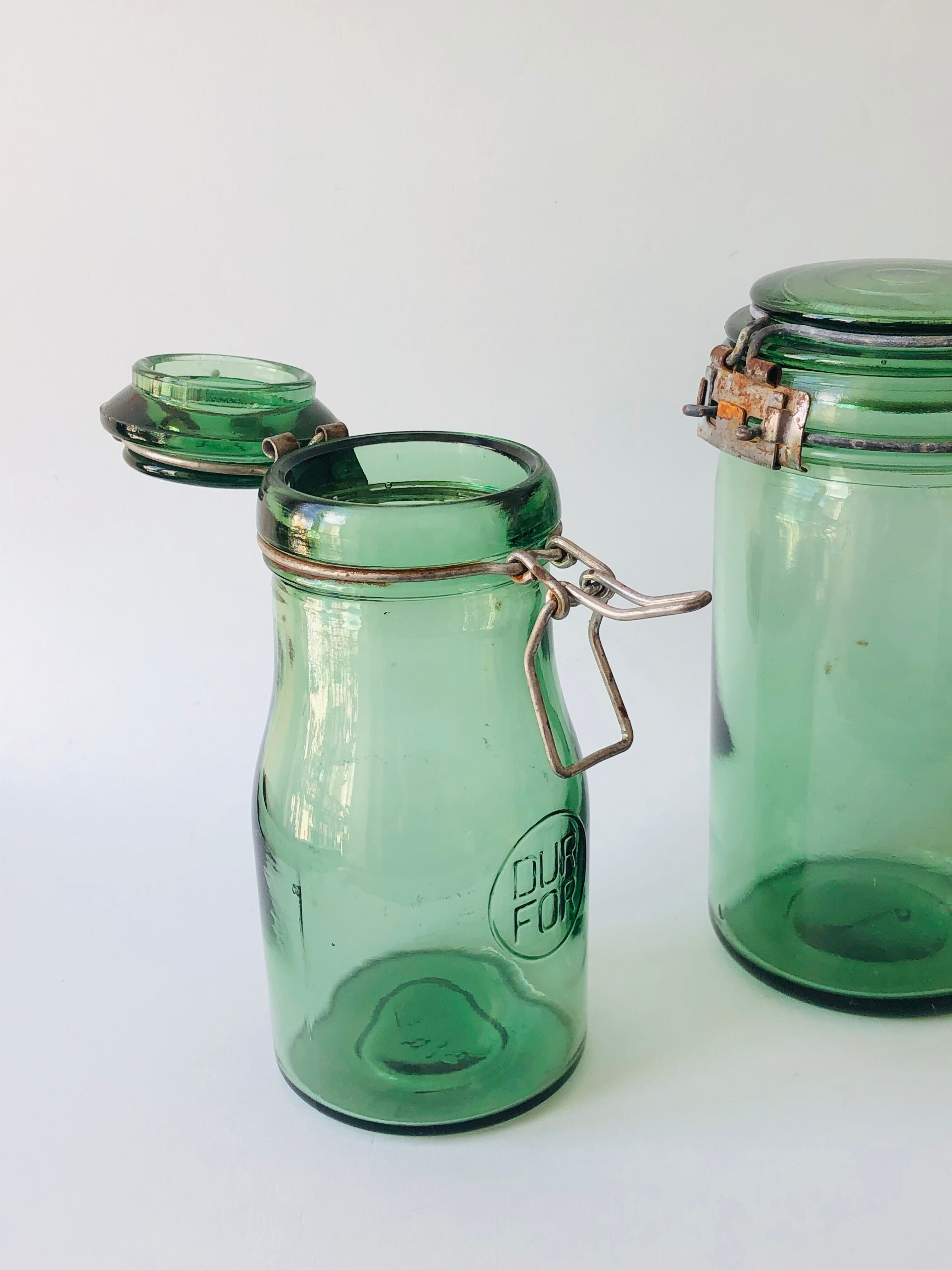 Trio of Durfor glass jars