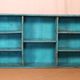 Old Burmese teak workshop shelf original blue patina