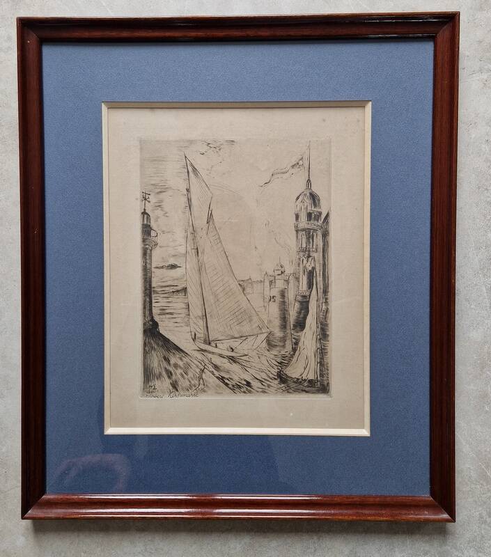 Herbert Lespinasse (1884-1972) - Engraving - The Departure of the Sailing Ship