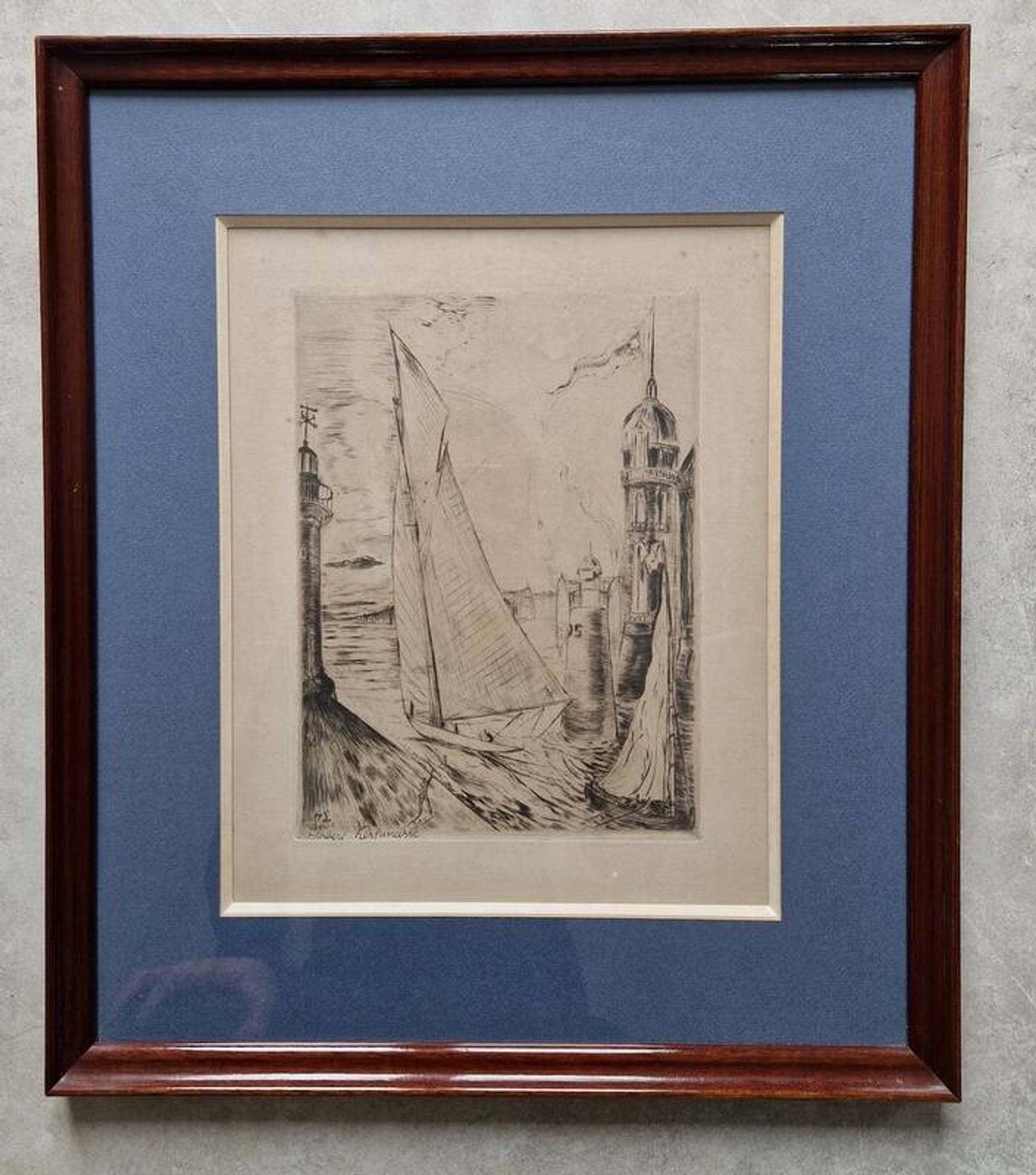 Herbert Lespinasse (1884-1972) - Engraving - The Departure of the Sailing Ship