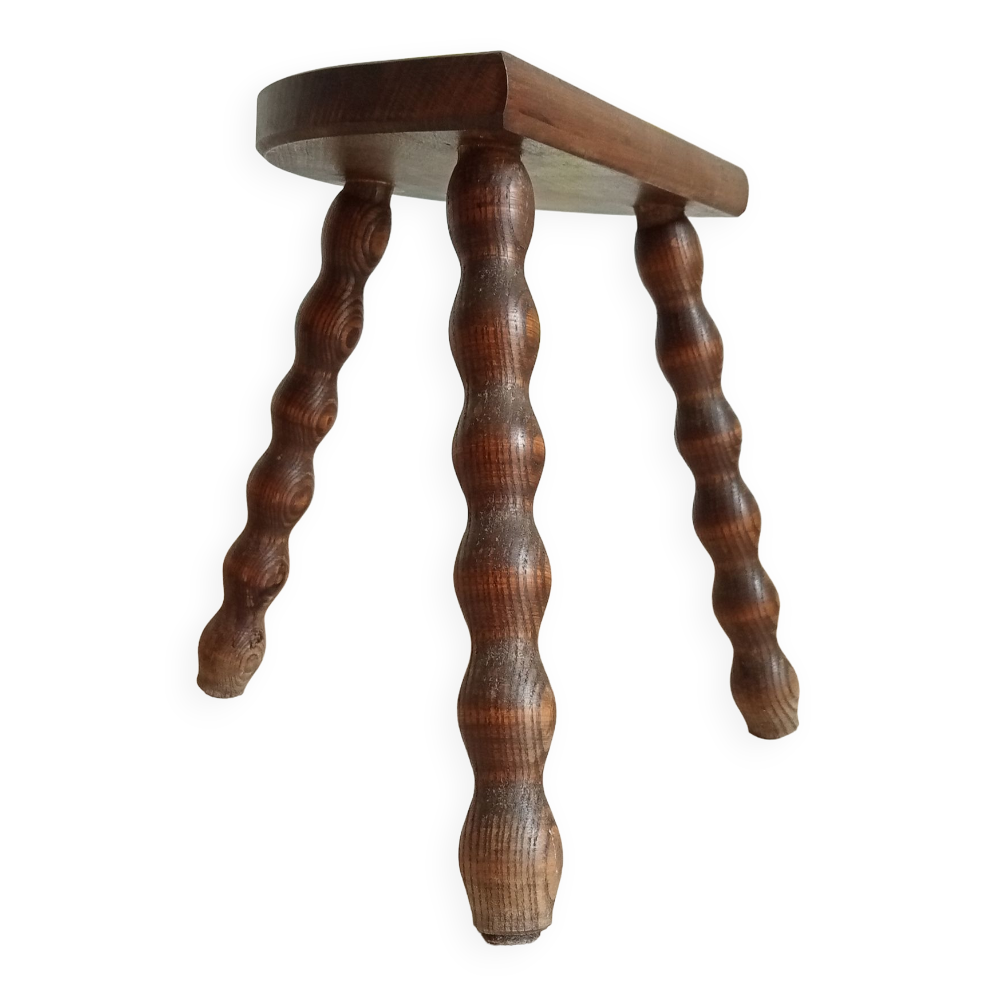 Vintage tripod stool in turned wood