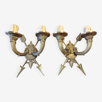 Paire d'appliques style empire flèches en bronze