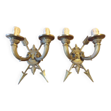 Paire d'appliques style empire flèches en bronze