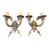 Paire d'appliques style empire flèches en bronze