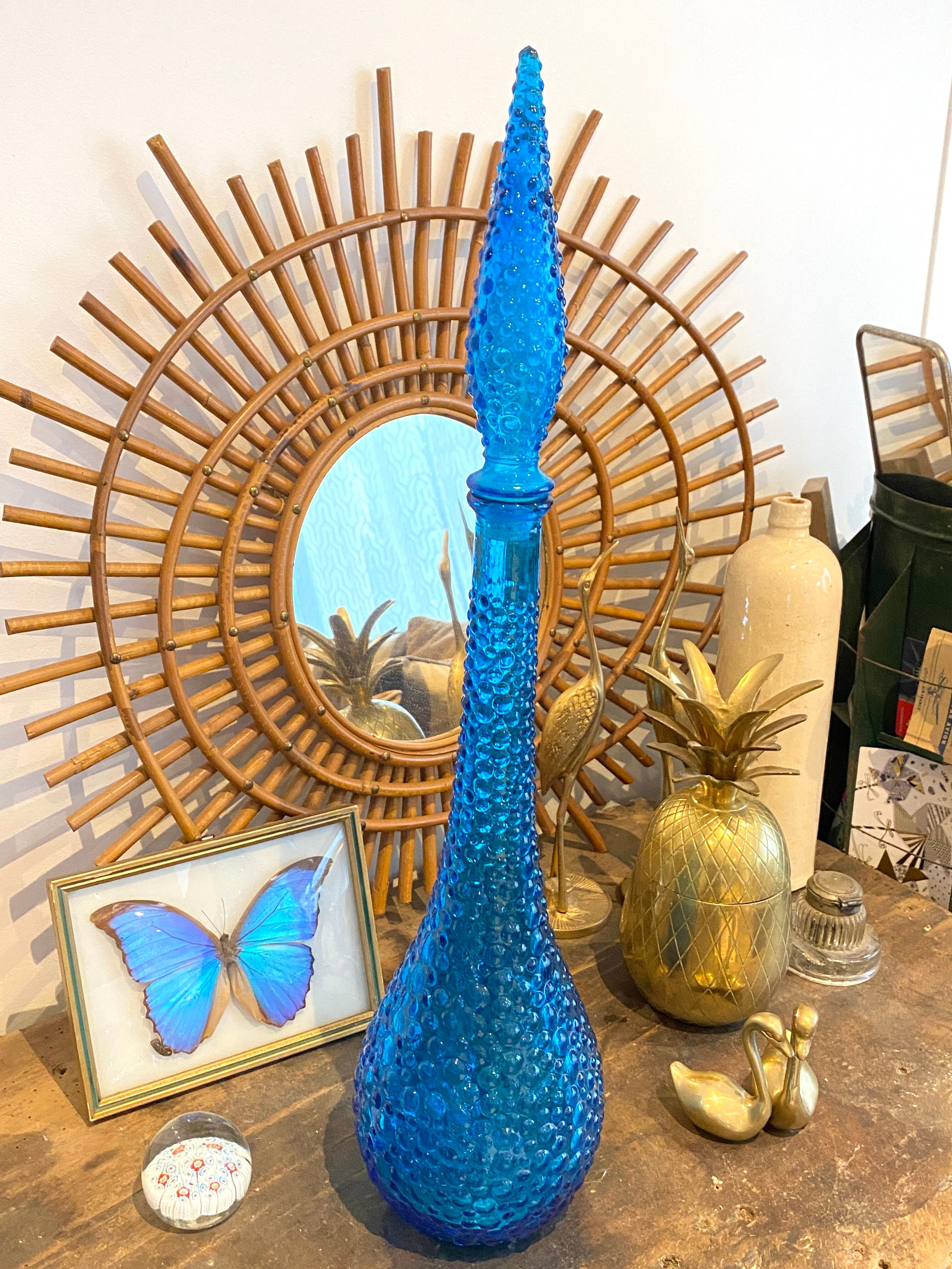 Turquoise blue Empoli decanter