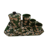 6-piece smoking service of enamelled earthenware