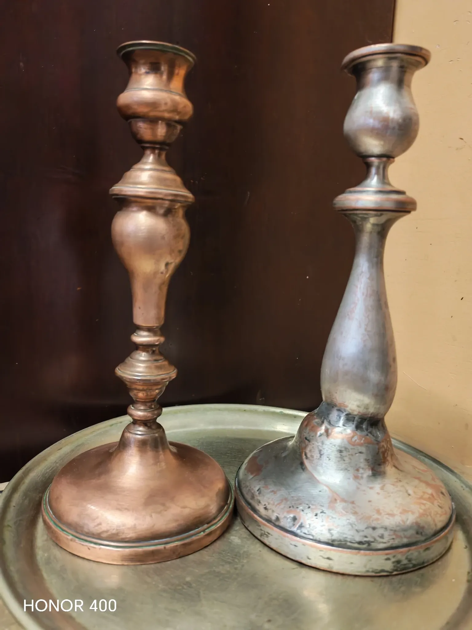 Duo of ancient torches with wabi-sabi patina