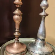 Duo of ancient torches with wabi-sabi patina
