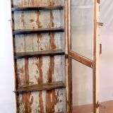 Burmese teak display case with original ecru patina