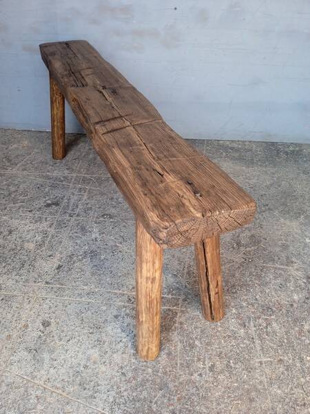 Bench 120 cm old patinated solid wood
