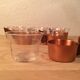 6 Scandinavian cups copper and teak Schott & Gen glass 70's