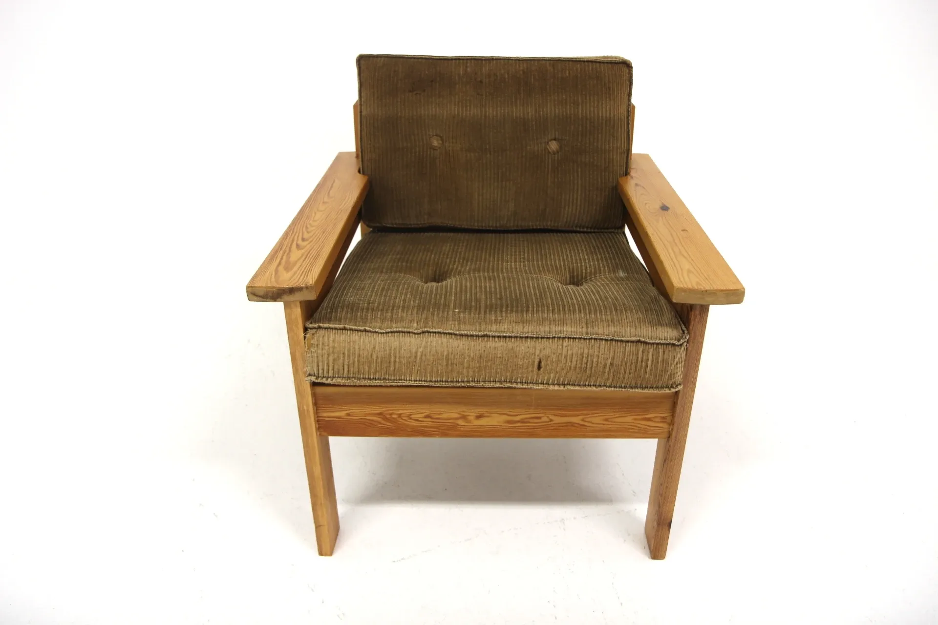 Scandinavian armchair in pine and velvet, Sweden, 1970