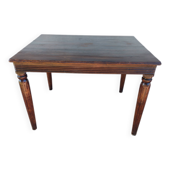 wooden table, almost square, extension possible
