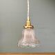 Suspension tulipe vintage en verre holophane