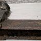 Pair of antique cast iron fire dogs Neo-Renaissance busts France late 19th century