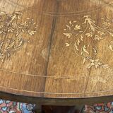 Pedestal table XIXth in walnut and marquetry