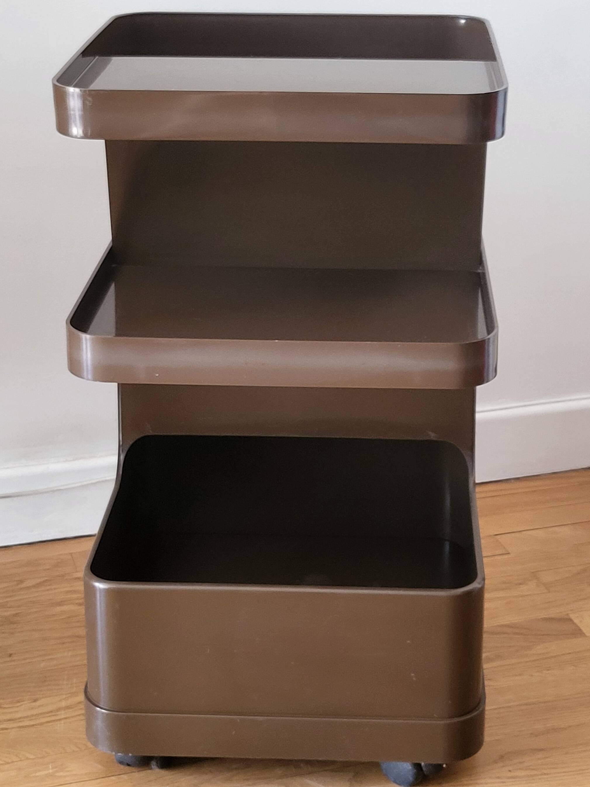 Marc Held trolley on wheels for Prisunic in brown plastic 1970 Space Age Vintage