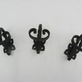 Set of 3 small twisted wrought iron coat hooks