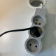 Accolay Lamp, the base in glazed ceramic with openwork decoration.