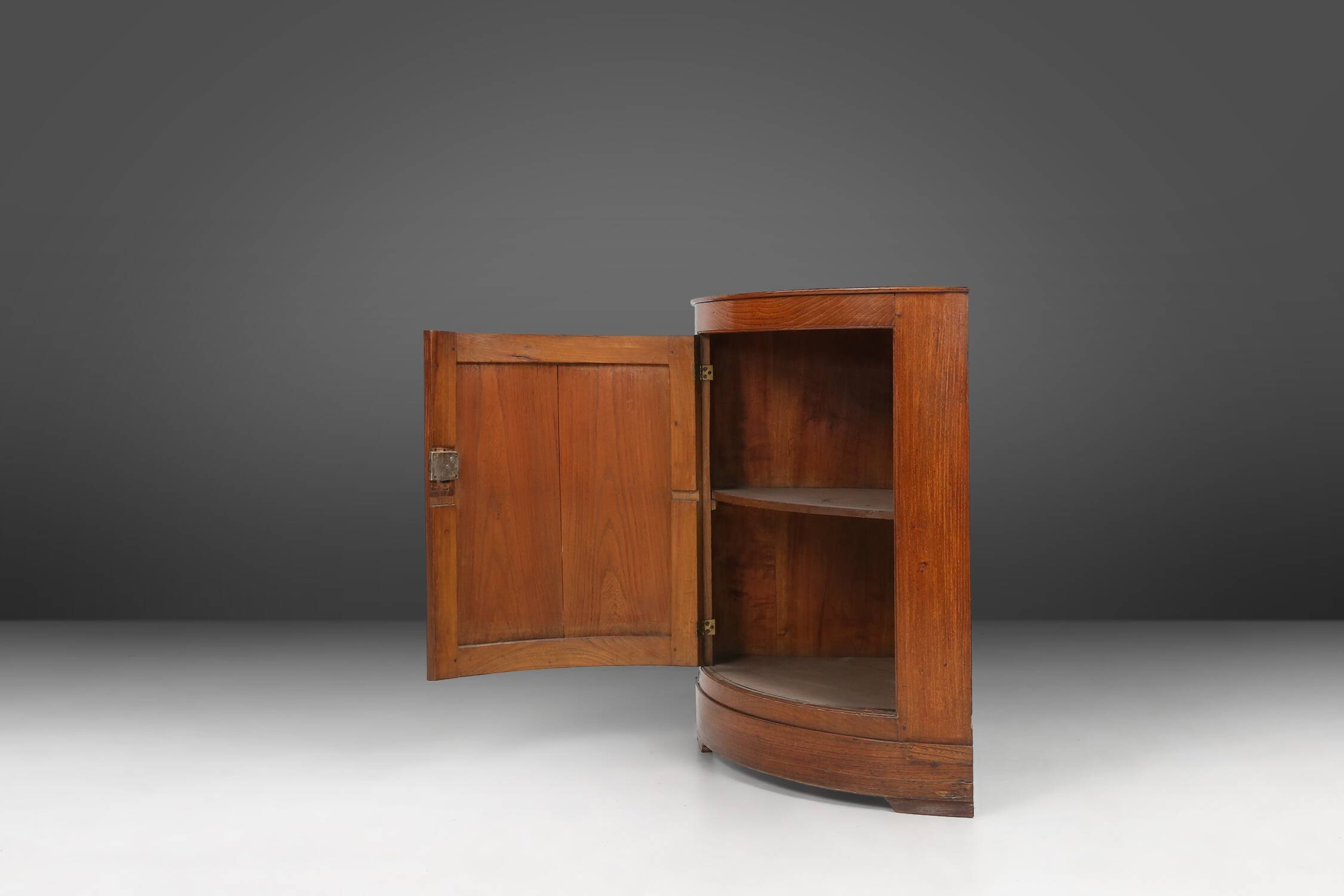 Meuble d'angle antique français avec façade en bois, ca. 1850