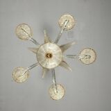 Venetian chandelier in colorless and gilded Murano glass circa 1950