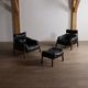 Percival Lafer MP-81 lounge chairs with ottoman in black leather, Brazil 1970s