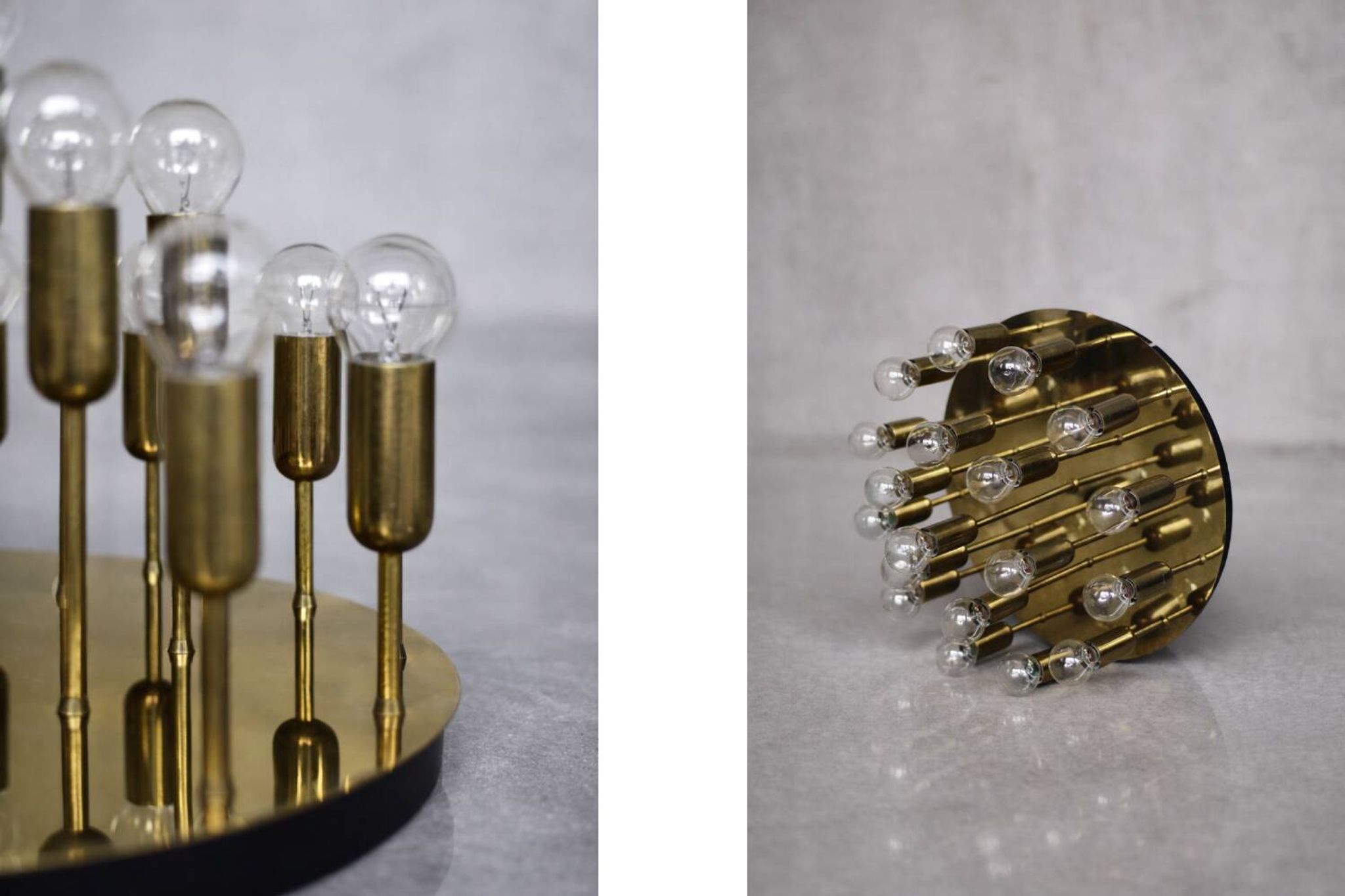 Vintage Atomic Mid-Century German Modern Brass Ceiling Lamp or Wall Sconce