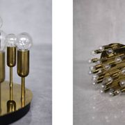 Vintage Atomic Mid-Century German Modern Brass Ceiling Lamp or Wall Sconce