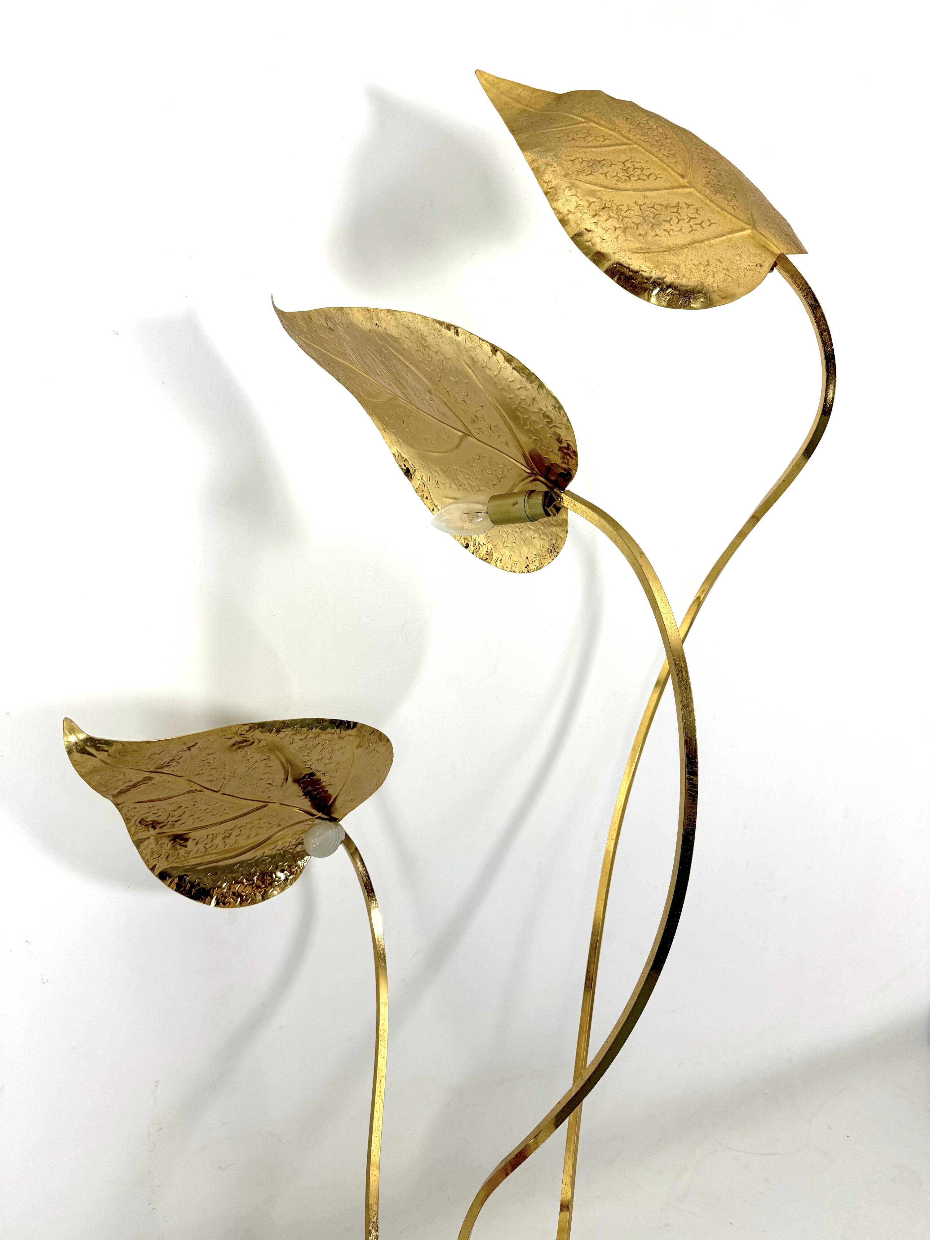 Italian Brass 3-Arm Floor Lamp Tommaso Barbi style , 1970s