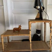 Étagère bambou et rotin vintage