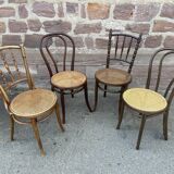 Set of 4 Mismatched wooden bistro chairs