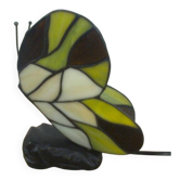 petite lampe en forme de papillon, style Tiffany vitraux couleur beige brun